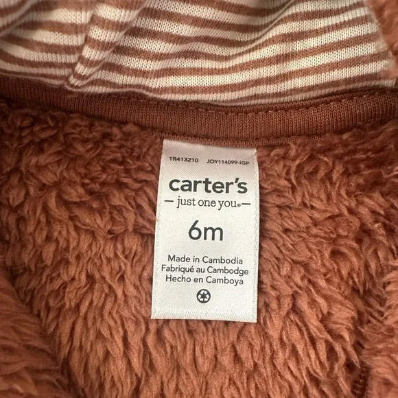 NWT Carter's Cozy Brown Fleece Footie - Picture 3 of 4